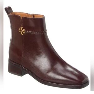 Tory Burch Everly Logo Brown Ankle Boots 5.5